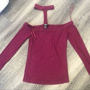 NWOT Off the Shoulder Long Sleeve w/ Neck Choker